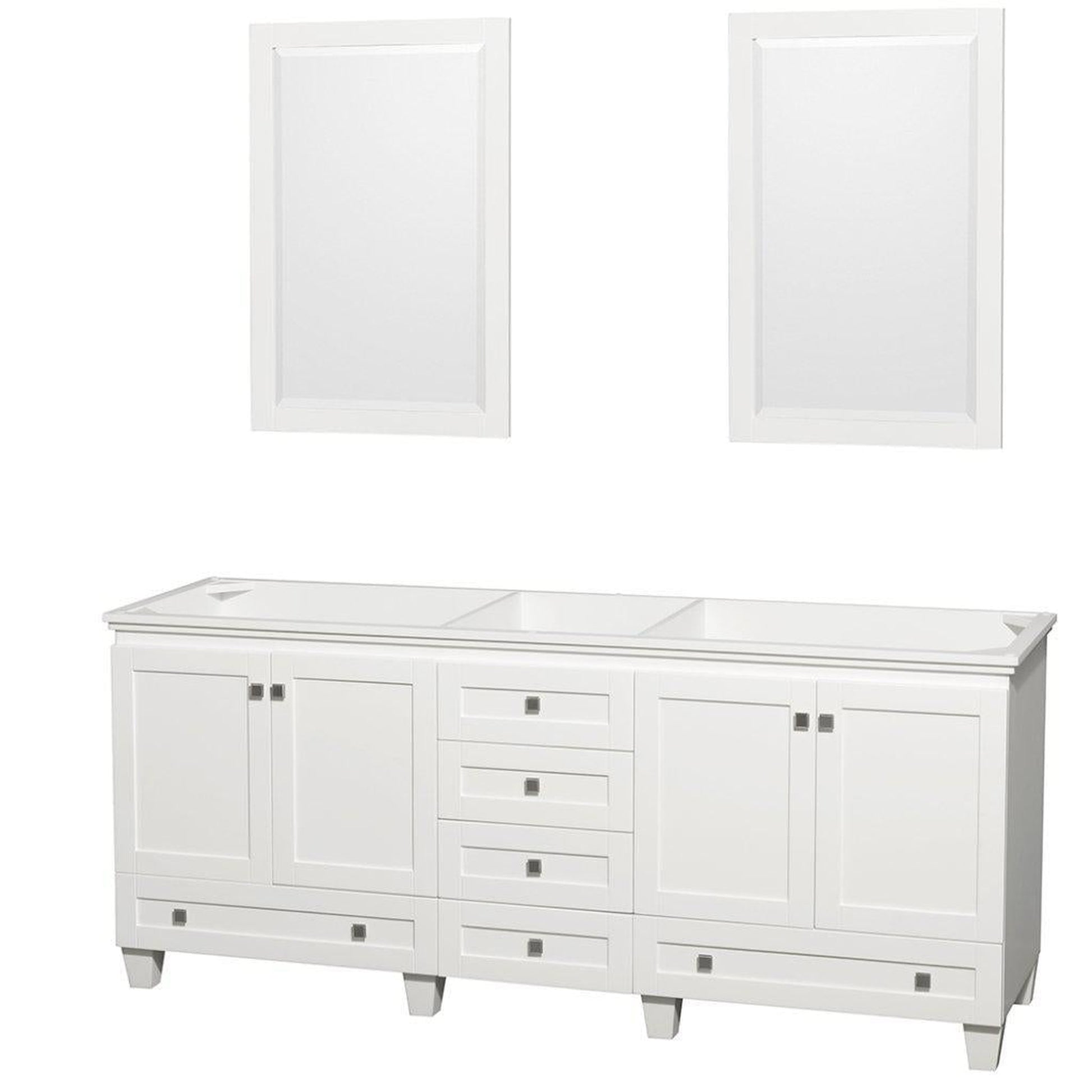 Wyndham Collection Acclaim 80" Double Bathroom White Vanity With 2 Set Of 24" Mirror