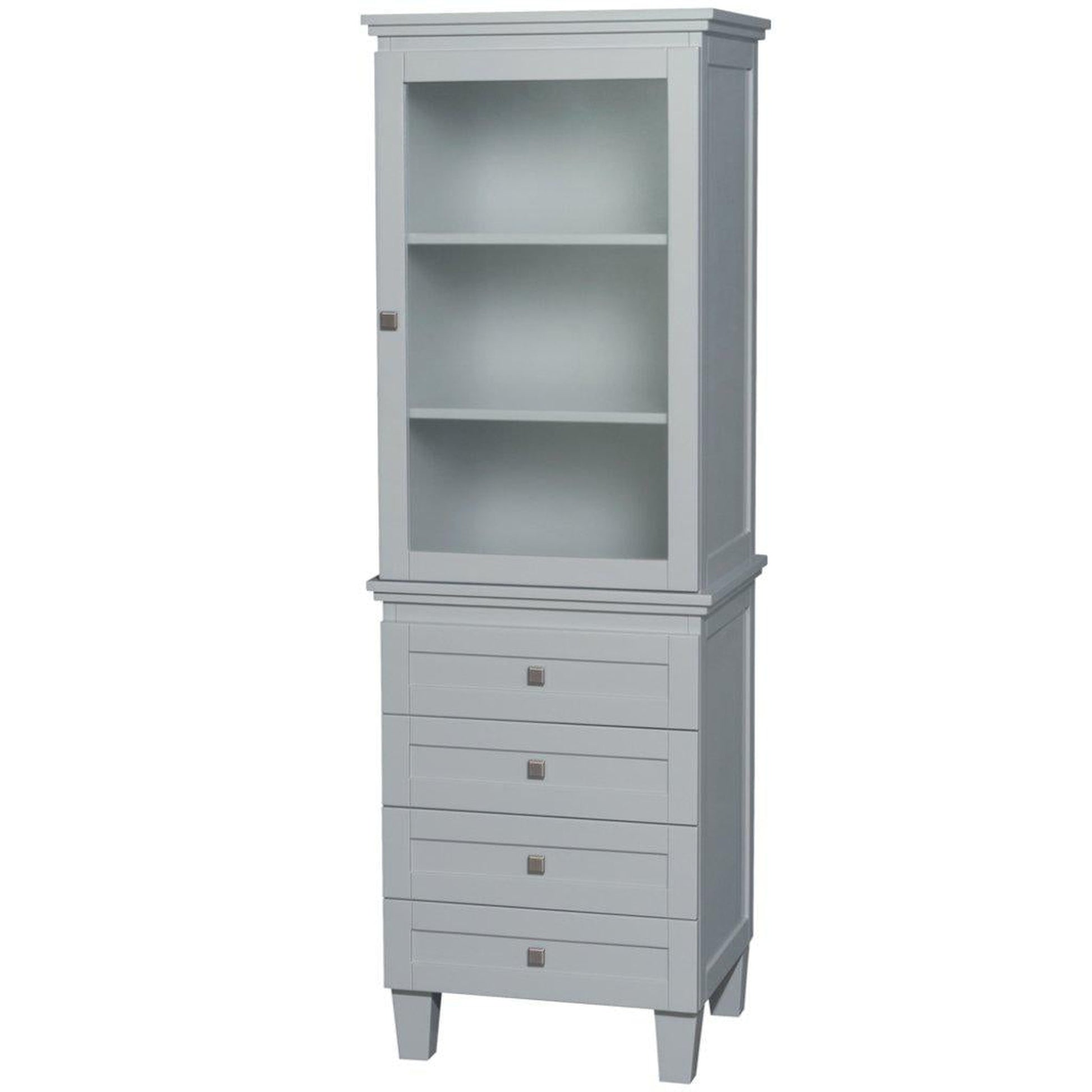 Wyndham Collection Acclaim Bathroom Linen Tower In Oyster Gray With Shelved Cabinet Storage And 4 Drawers