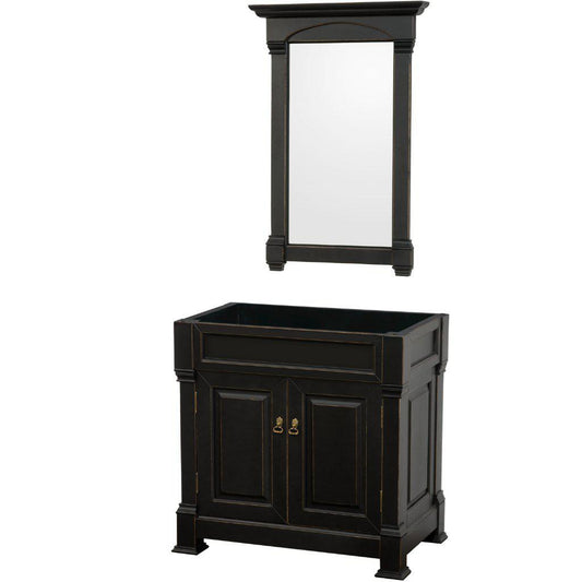 Wyndham Collection Andover 36" Single Bathroom Black Vanity Set With 28" Mirror