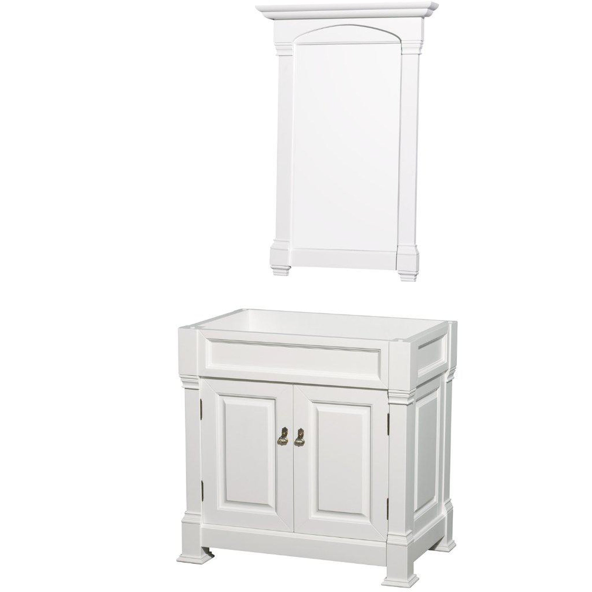 Wyndham Collection Andover 36" Single Bathroom White Vanity Set With 28" Mirror