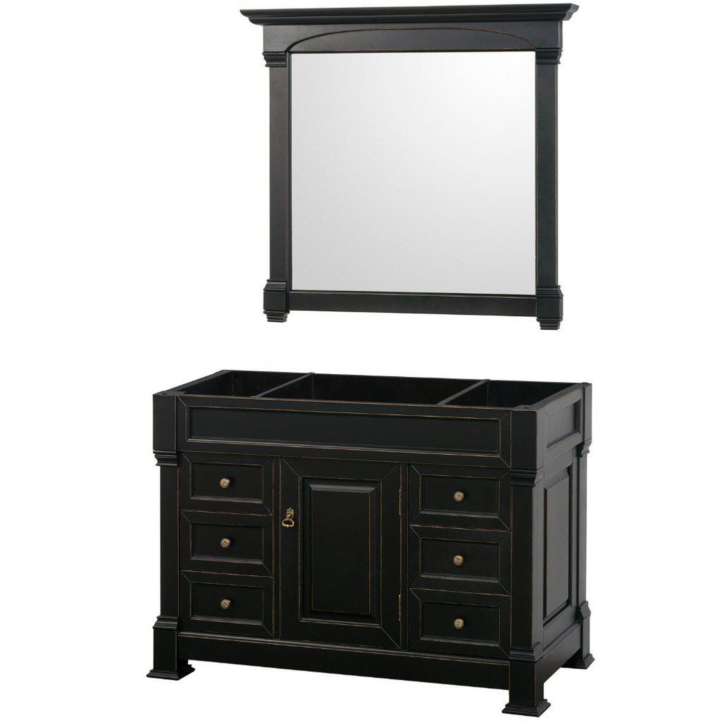 Wyndham Collection Andover 48" Single Bathroom Black Vanity Set With 44" Mirror