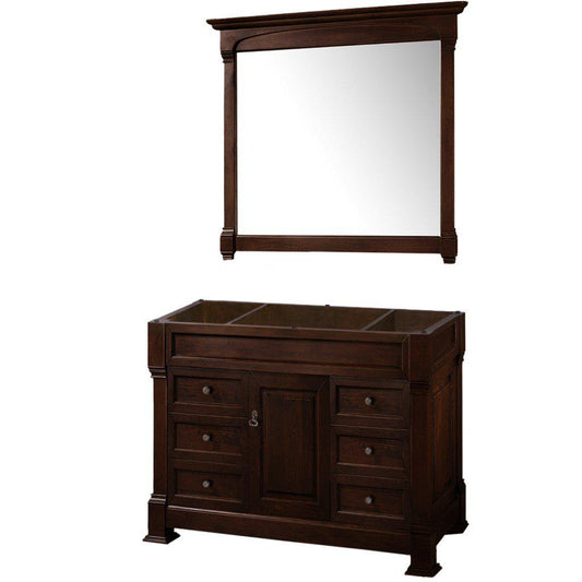 Wyndham Collection Andover 48" Single Bathroom Dark Cherry Vanity Set With 44" Mirror