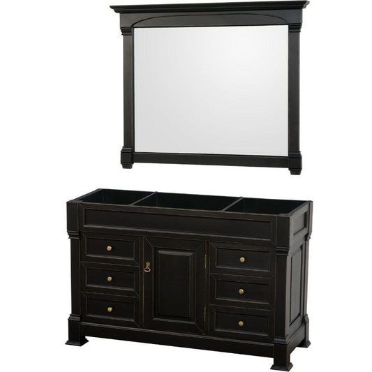 Wyndham Collection Andover 55" Single Bathroom Black Vanity Set With 50" Mirror