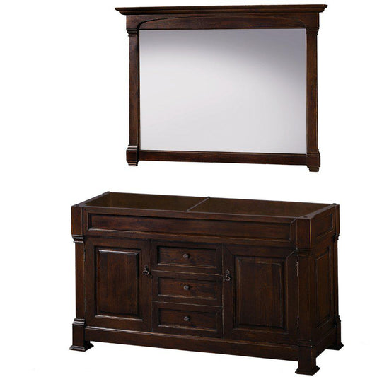 Wyndham Collection Andover 60" Double Bathroom Dark Cherry Vanity Set With 56" Mirror