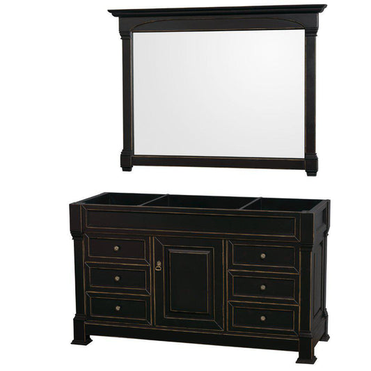 Wyndham Collection Andover 60" Single Bathroom Black Vanity Set With 56" Mirror