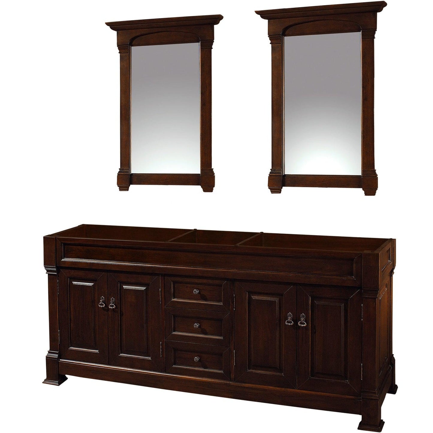 Wyndham Collection Andover 72" Double Bathroom Vanity in Dark Cherry With 28" Mirror