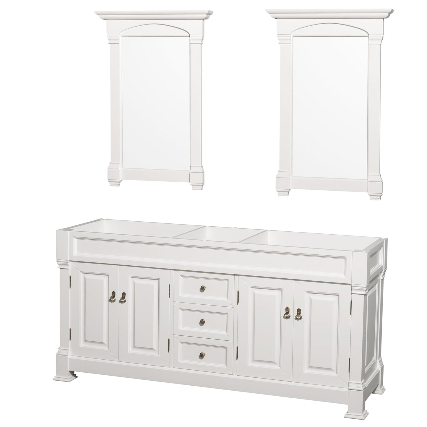 Wyndham Collection Andover 72" Double Bathroom Vanity in White With 28" Mirror