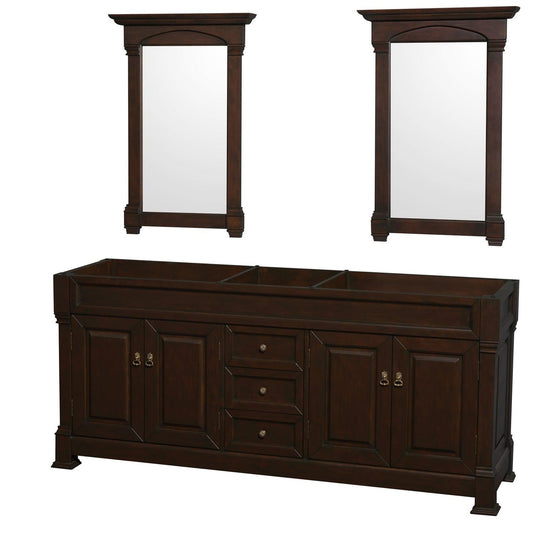 Wyndham Collection Andover 80" Double Bathroom Vanity in Dark Cherry With 28" Mirror