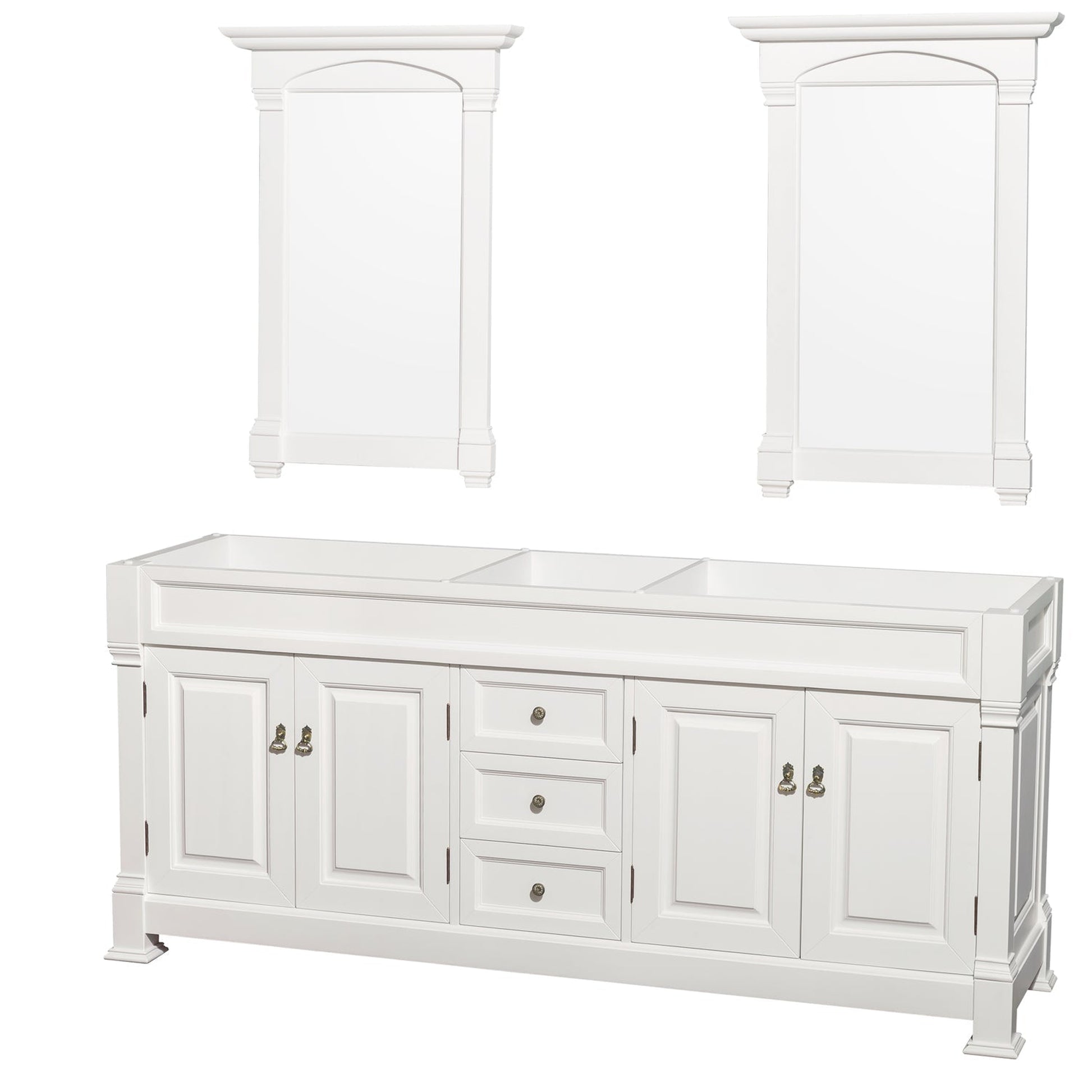 Wyndham Collection Andover 80" Double Bathroom Vanity in White With 28" Mirror