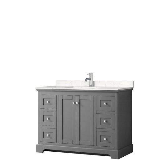 Wyndham Collection Avery 48" Dark Gray Single Bathroom Vanity With Light-Vein Cultured Marble Countertop With 1-Hole Faucet And Square Sink