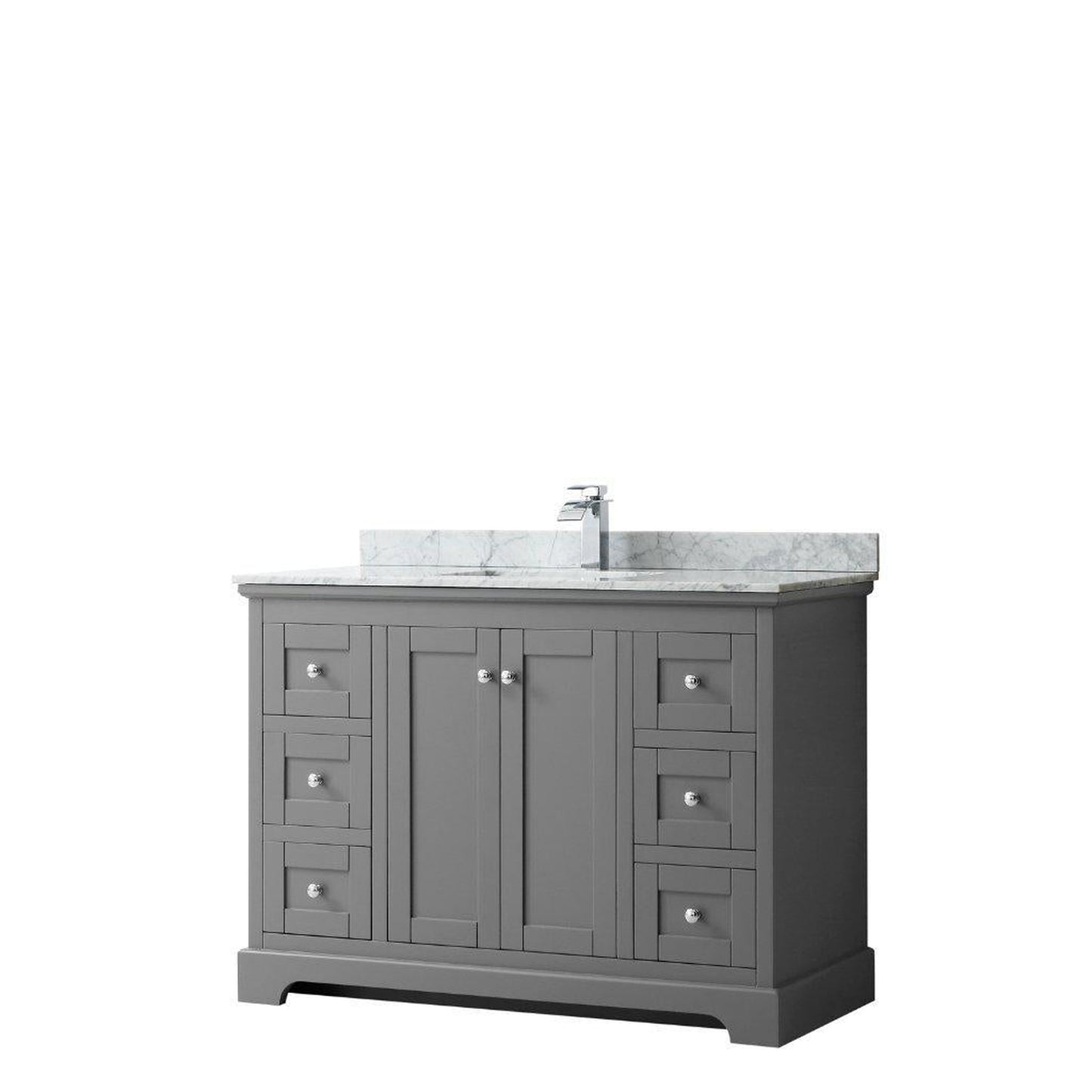 Wyndham Collection Avery 48" Dark Gray Single Bathroom Vanity With White Carrara Marble Countertop With 1-Hole Faucet And Square Sink