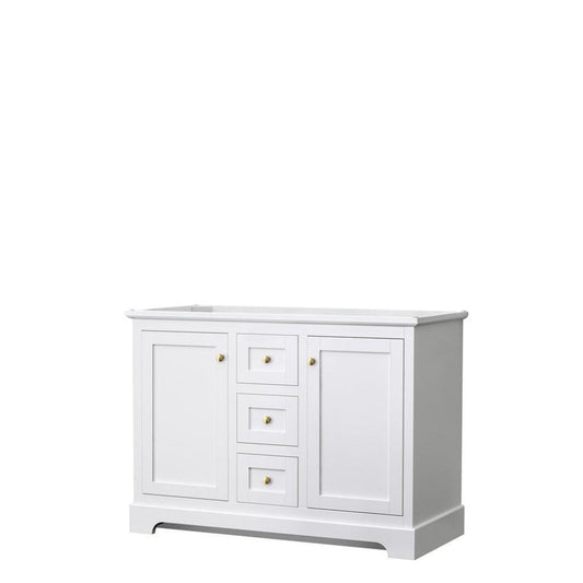 Wyndham Collection Avery 48" White Double Bathroom Vanity, Gold Trims