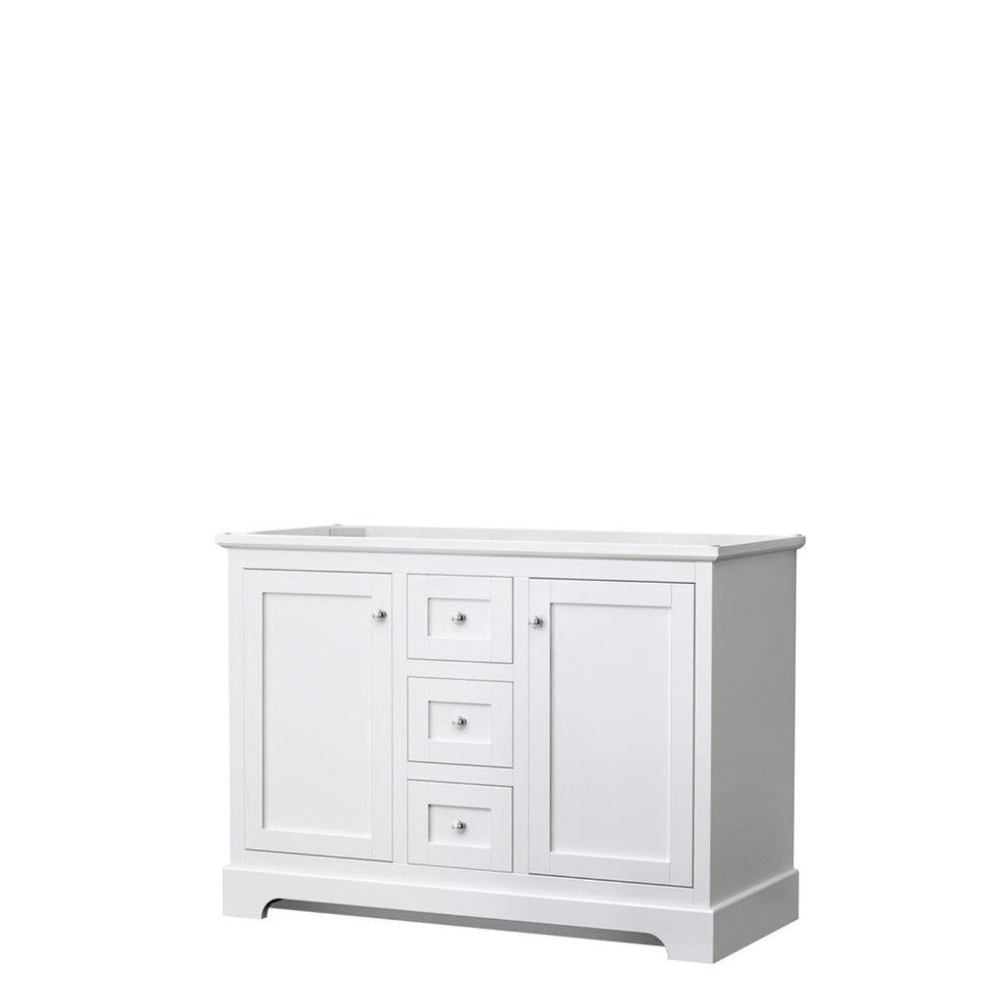 Wyndham Collection Avery 48" White Double Bathroom Vanity, Polished Chrome Trims