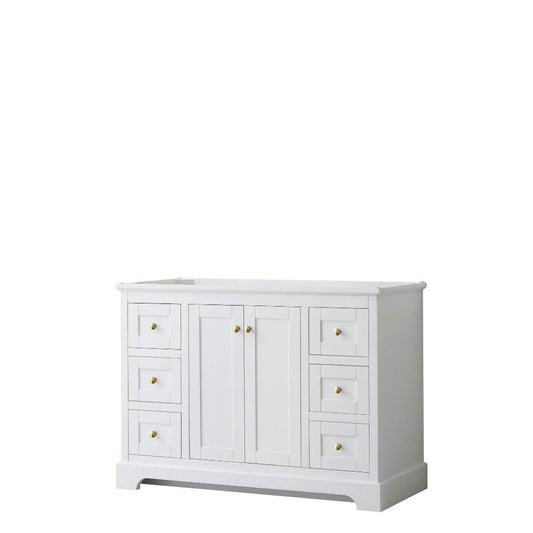 Wyndham Collection Avery 48" White Single Bathroom Vanity, Gold Trims