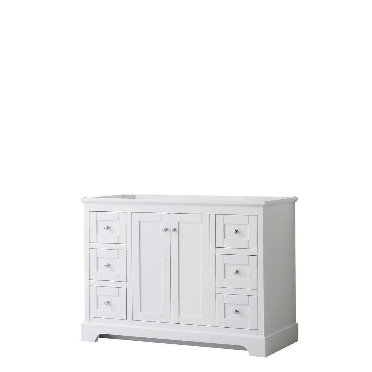 Wyndham Collection Avery 48" White Single Bathroom Vanity, Polished Chrome Trims