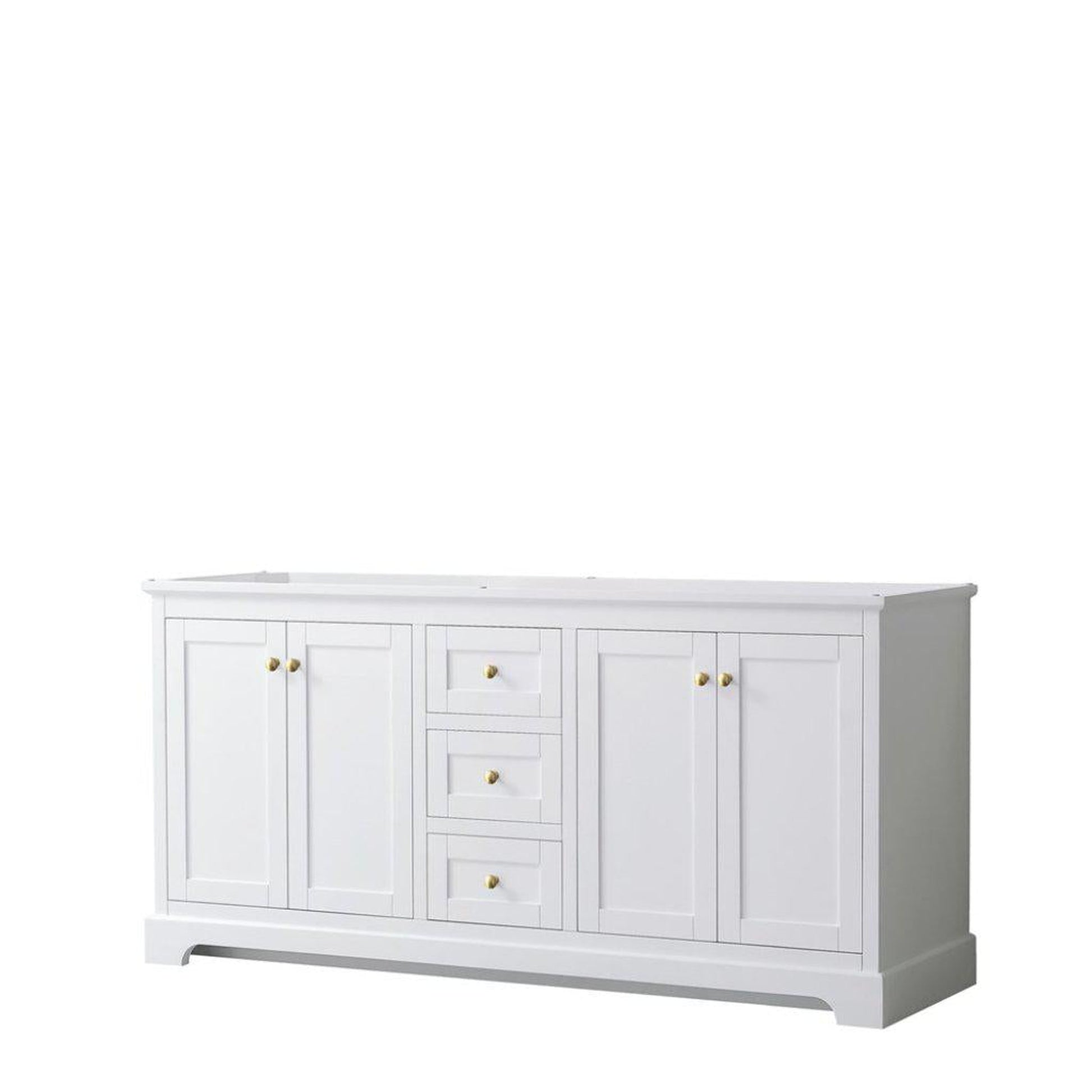 Wyndham Collection Avery 72" White Double Bathroom Vanity, Gold Trims