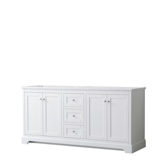 Wyndham Collection Avery 72" White Double Bathroom Vanity, Polished Chrome Trims