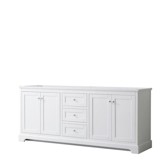 Wyndham Collection Avery 80" White Double Bathroom Vanity, Polished Chrome Trims