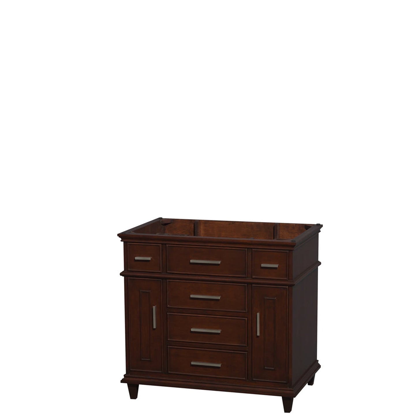 Wyndham Collection Berkeley 36" Single Bathroom Vanity in Dark Chestnut, No Countertop, No Sink, No Mirror