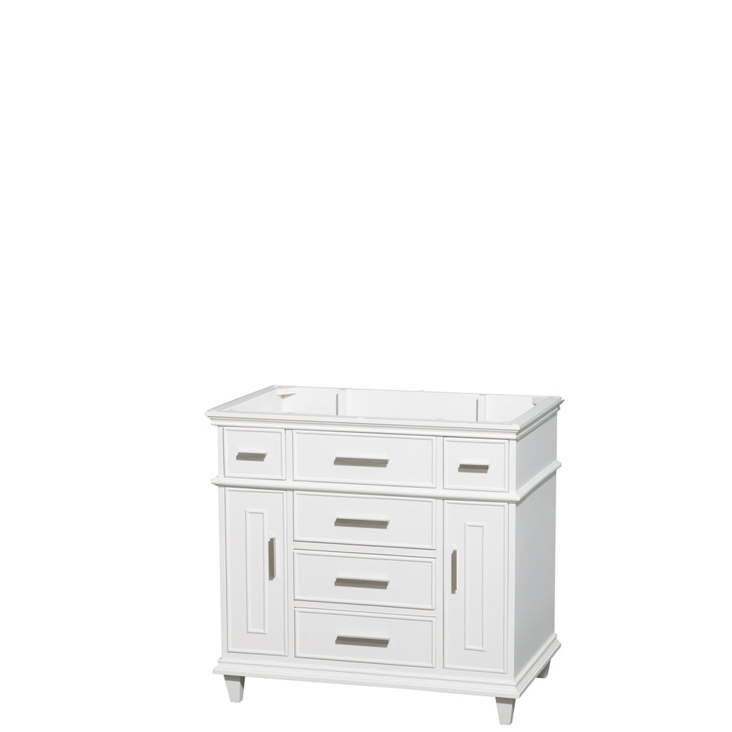 Wyndham Collection Berkeley 36" Single Bathroom Vanity in White, No Countertop, No Sink, No Mirror