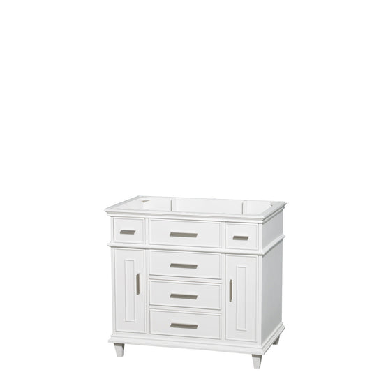 Wyndham Collection Berkeley 36" Single Bathroom Vanity in White, No Countertop, No Sink, No Mirror