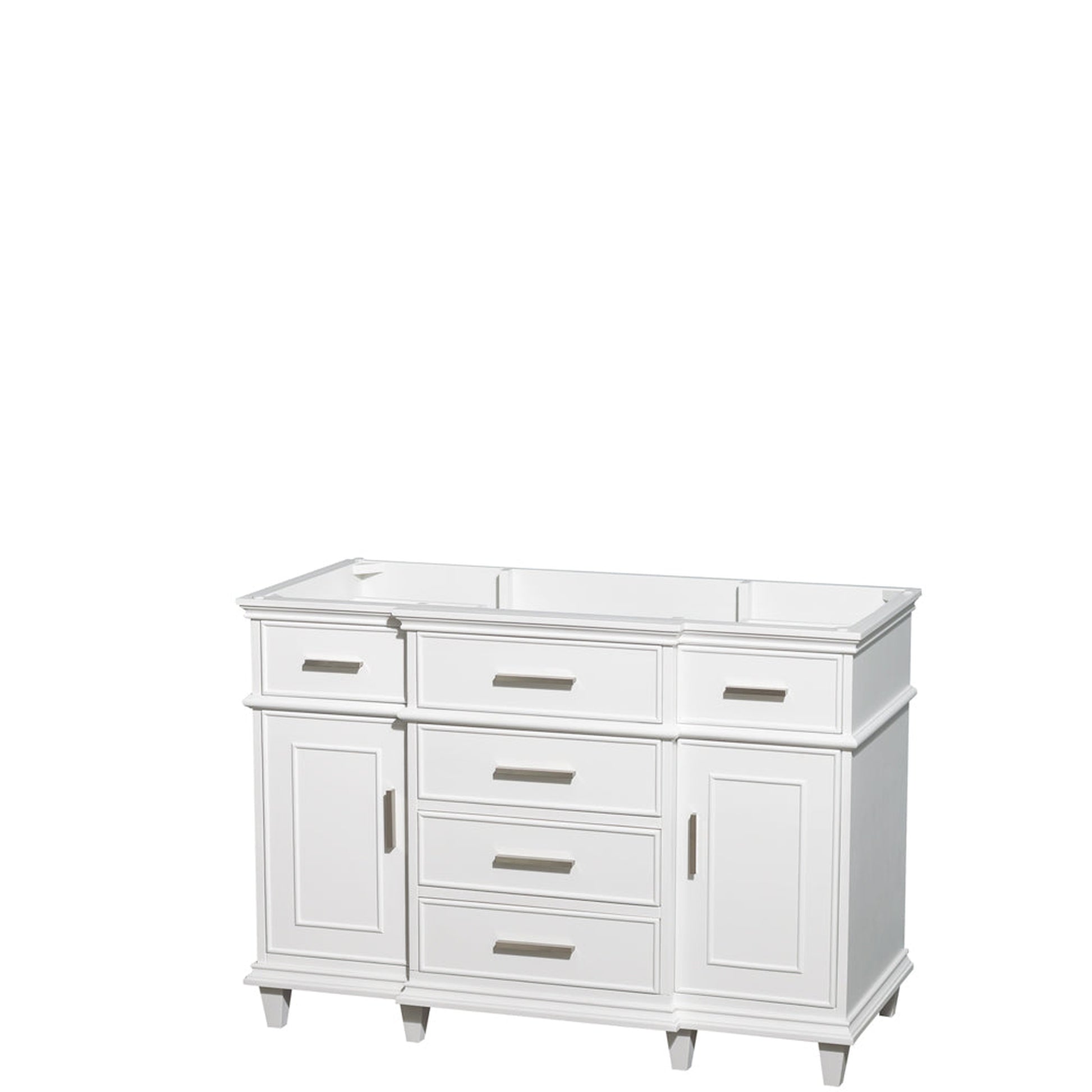 Wyndham Collection Berkeley 48" Single Bathroom Vanity in White, No Countertop, No Sink, No Mirror