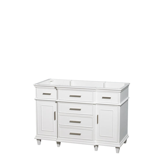 Wyndham Collection Berkeley 48" Single Bathroom Vanity in White, No Countertop, No Sink, No Mirror