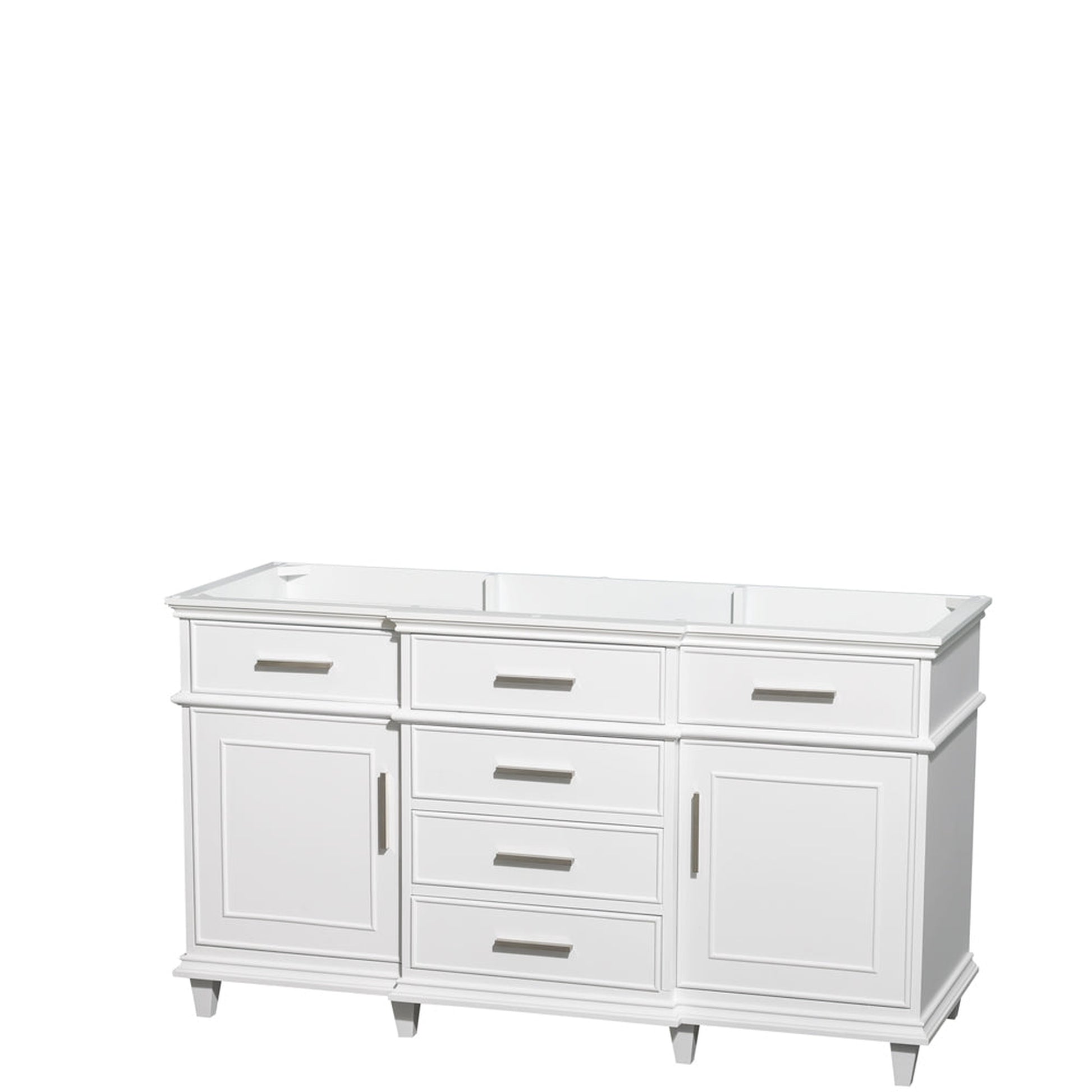 Wyndham Collection Berkeley 60" Single Bathroom Vanity in White, No Countertop, No Sink, No Mirror