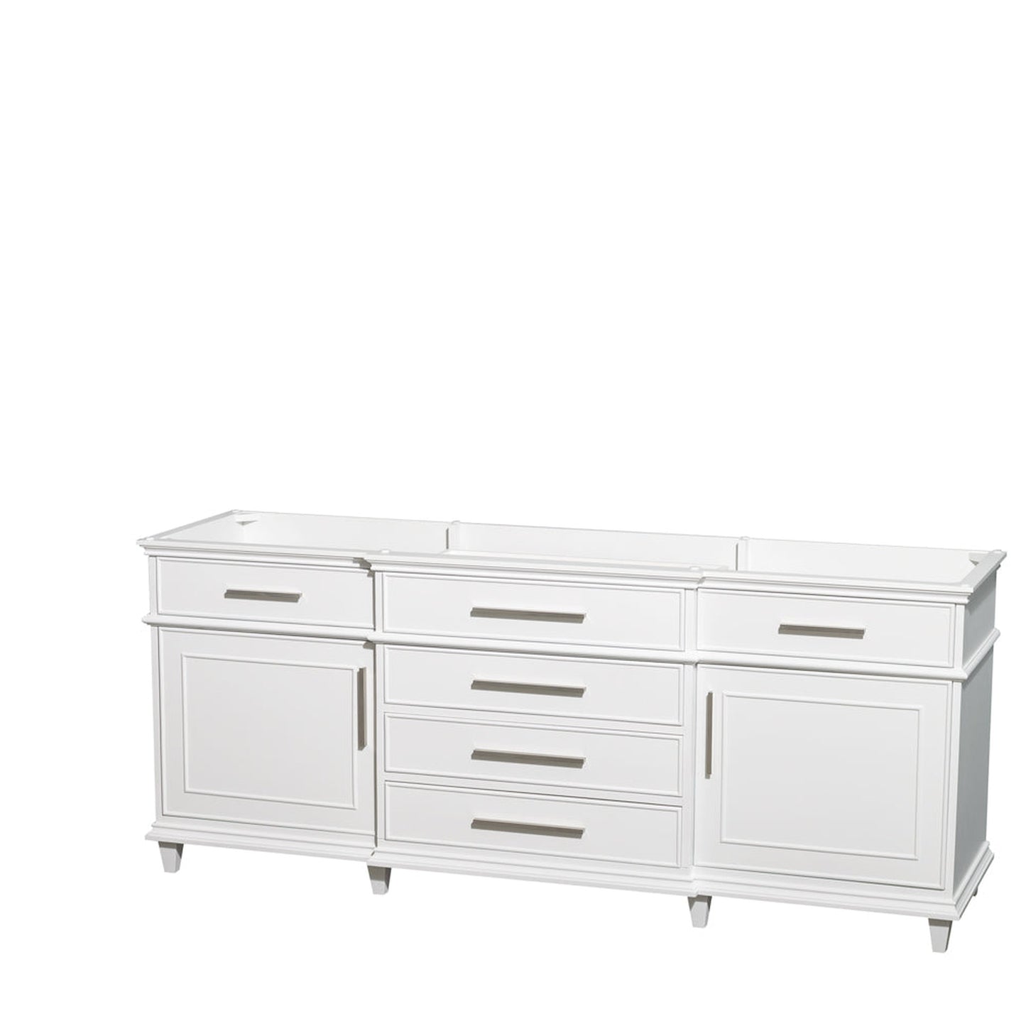 Wyndham Collection Berkeley 80" Double Bathroom Vanity in White, No Countertop, No Sink, No Mirror
