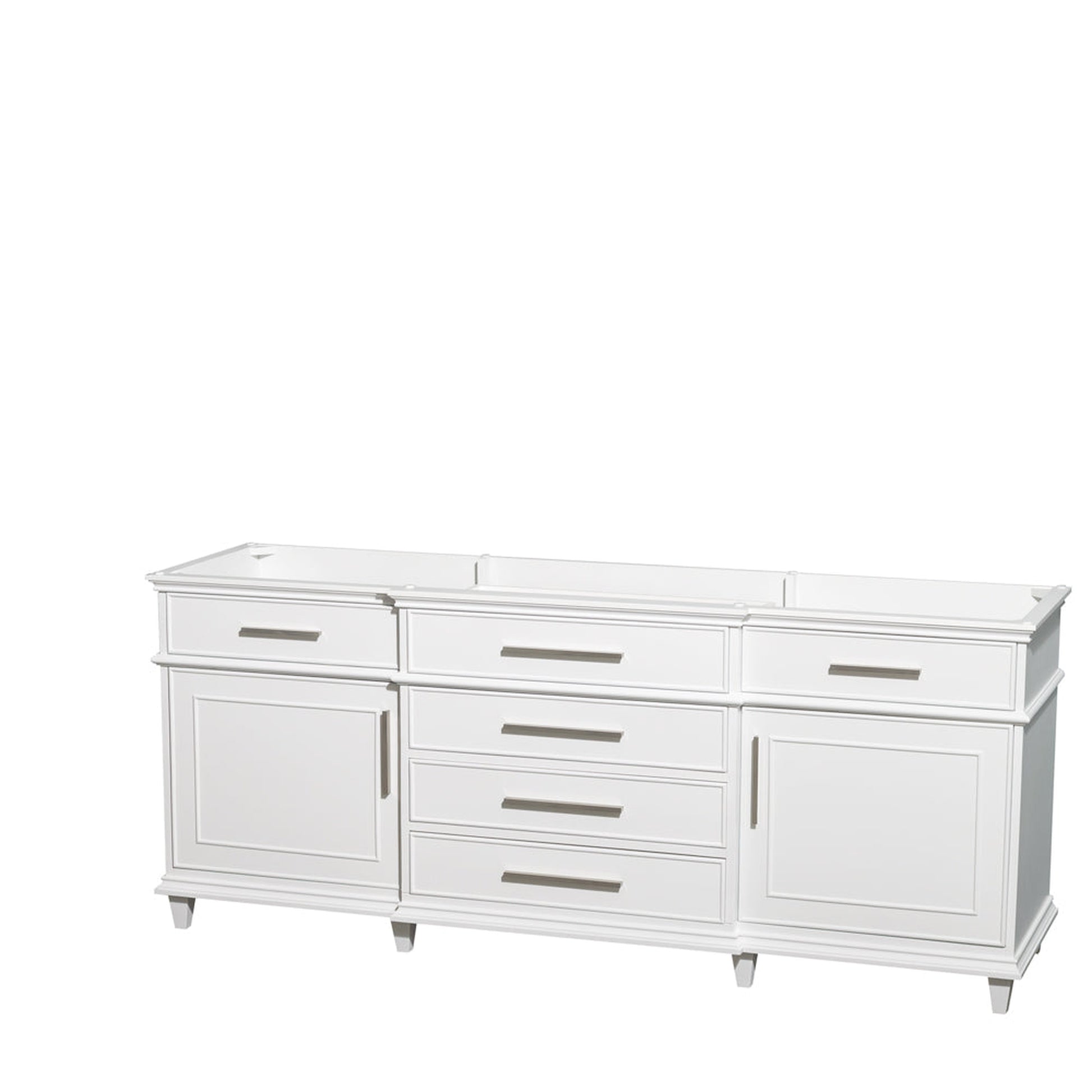 Wyndham Collection Berkeley 80" Double Bathroom Vanity in White, No Countertop, No Sink, No Mirror