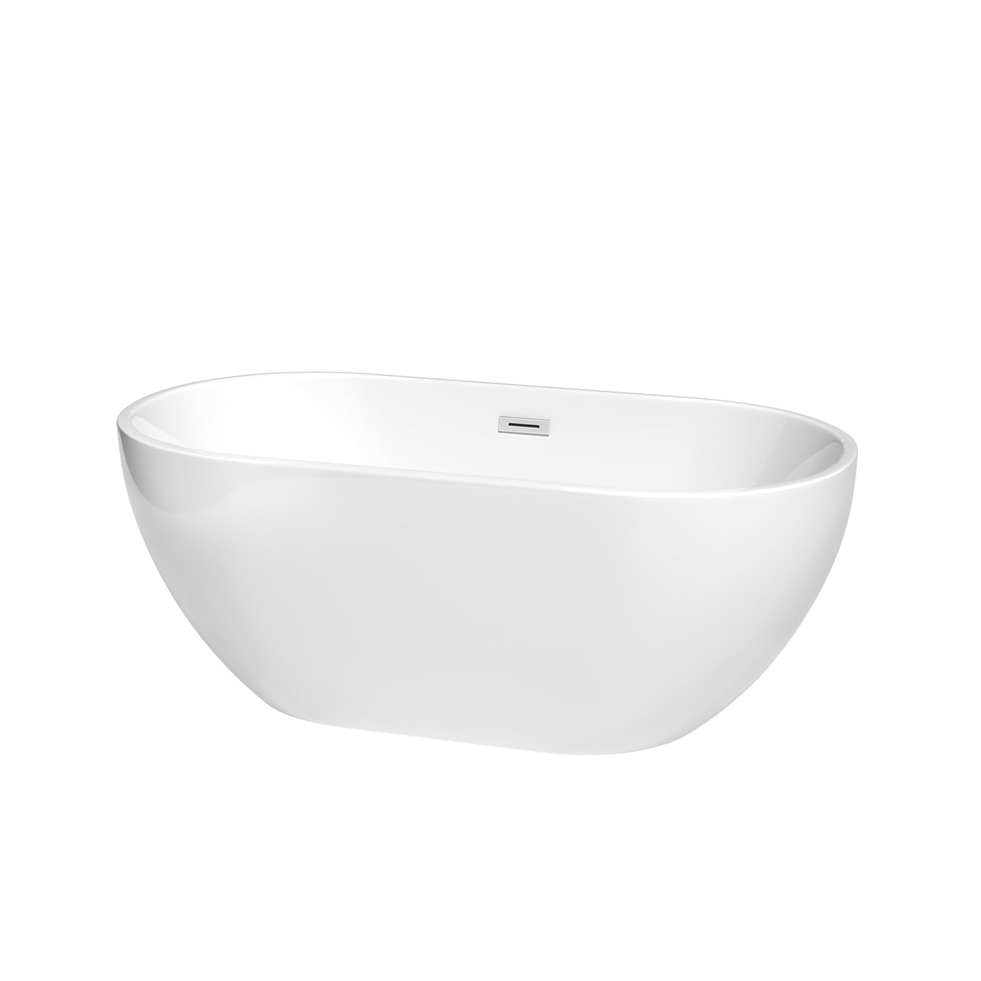 Wyndham Collection Brooklyn 60" Freestanding Bathtub in White With Polished Chrome Drain and Overflow Trim