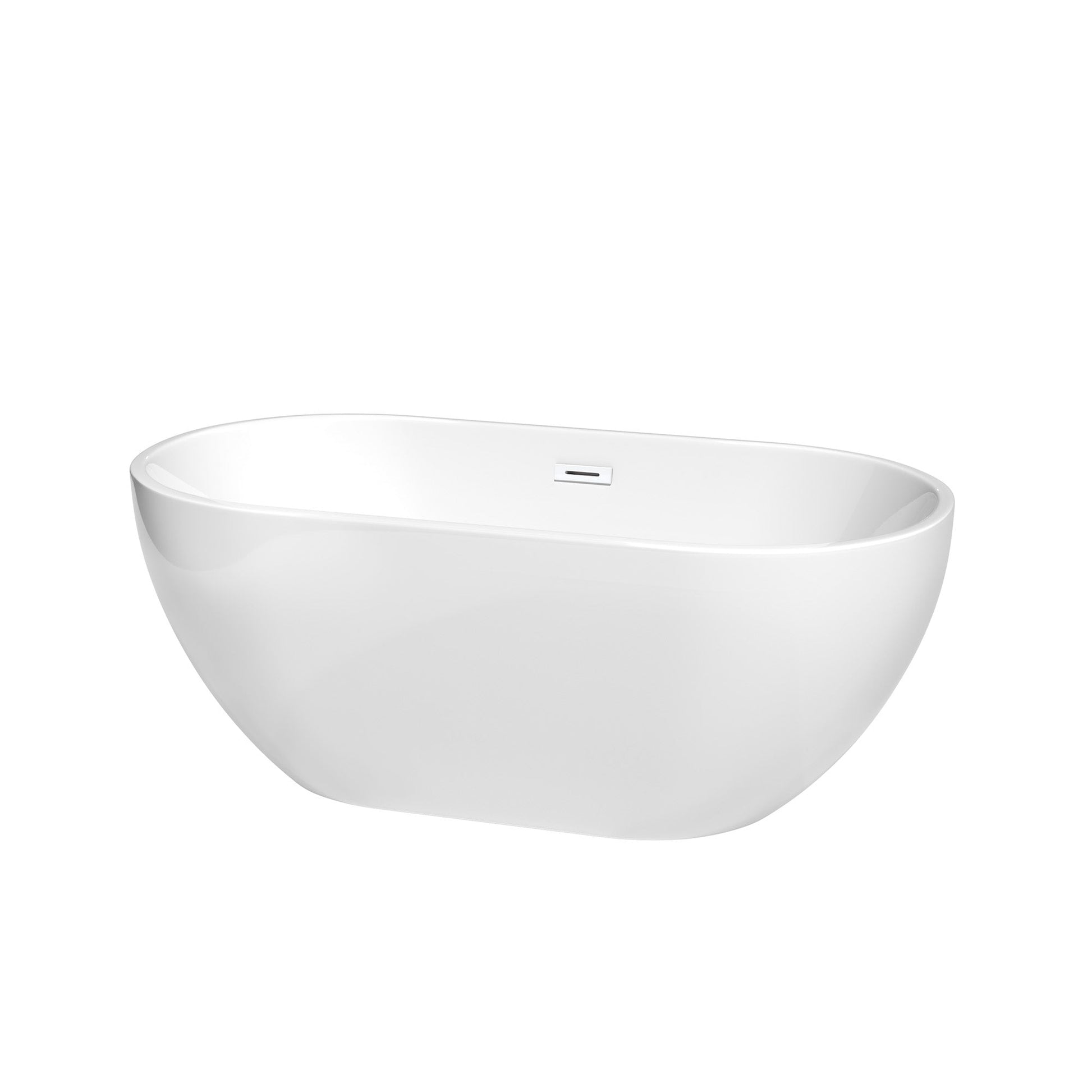 Wyndham Collection Brooklyn 60" Freestanding Bathtub in White With Shiny White Drain and Overflow Trim