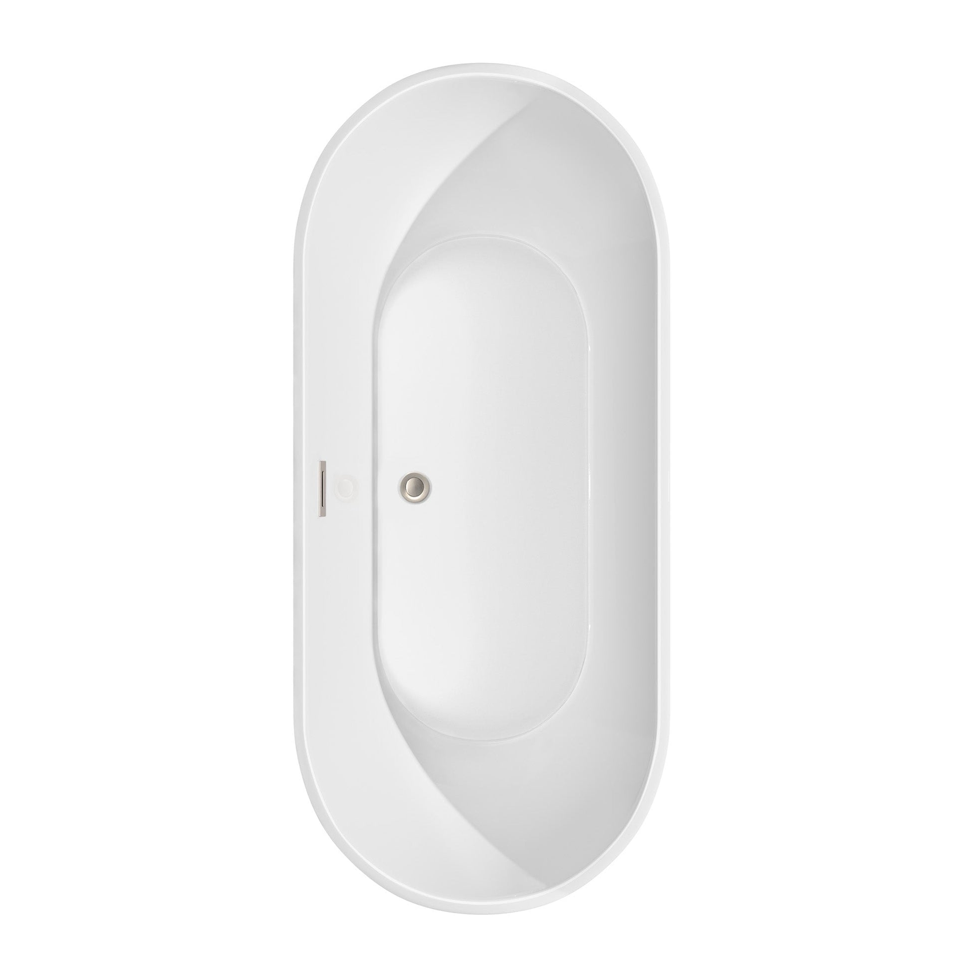 Wyndham Collection Brooklyn 67" Freestanding Bathtub in White With Brushed Nickel Drain and Overflow Trim