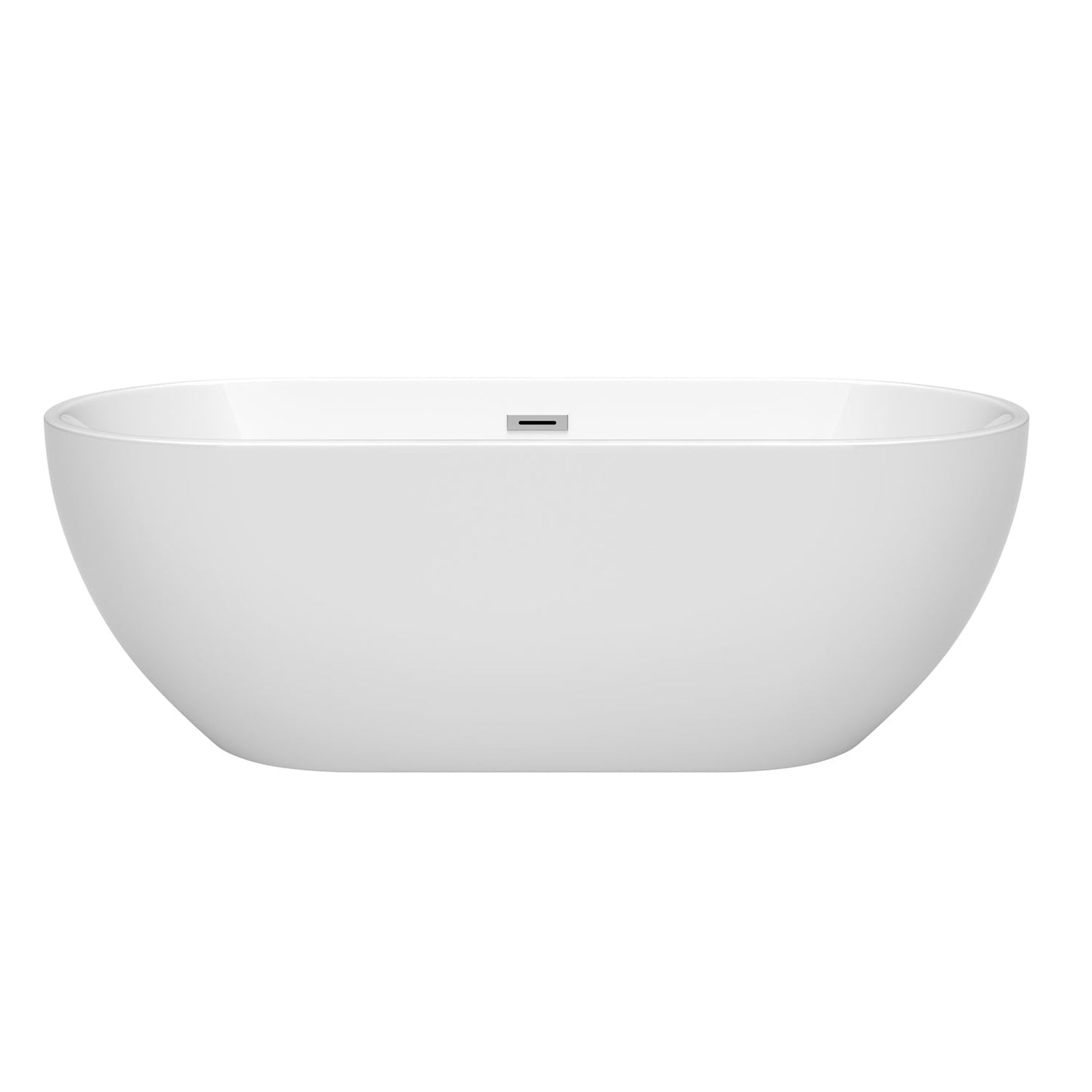 Wyndham Collection Brooklyn 67" Freestanding Bathtub in White With Polished Chrome Drain and Overflow Trim