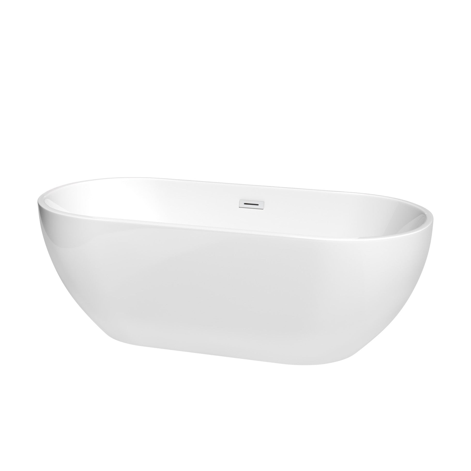 Wyndham Collection Brooklyn 67" Freestanding Bathtub in White With Shiny White Drain and Overflow Trim