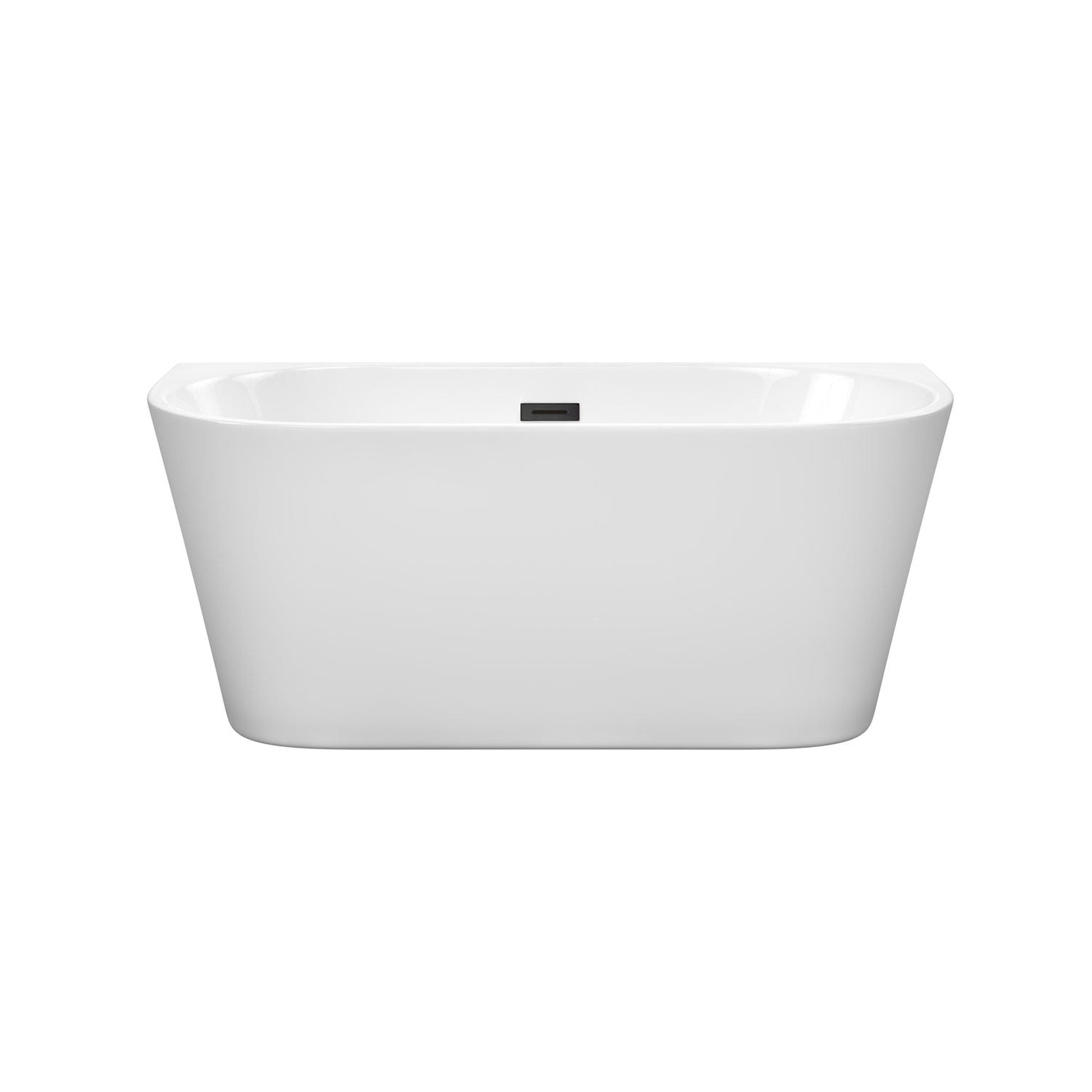 Wyndham Collection Callie 59" Freestanding Bathtub in White With Matte Black Drain and Overflow Trim