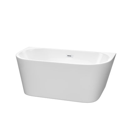 Wyndham Collection Callie 59" Freestanding Bathtub in White With Shiny White Drain and Overflow Trim