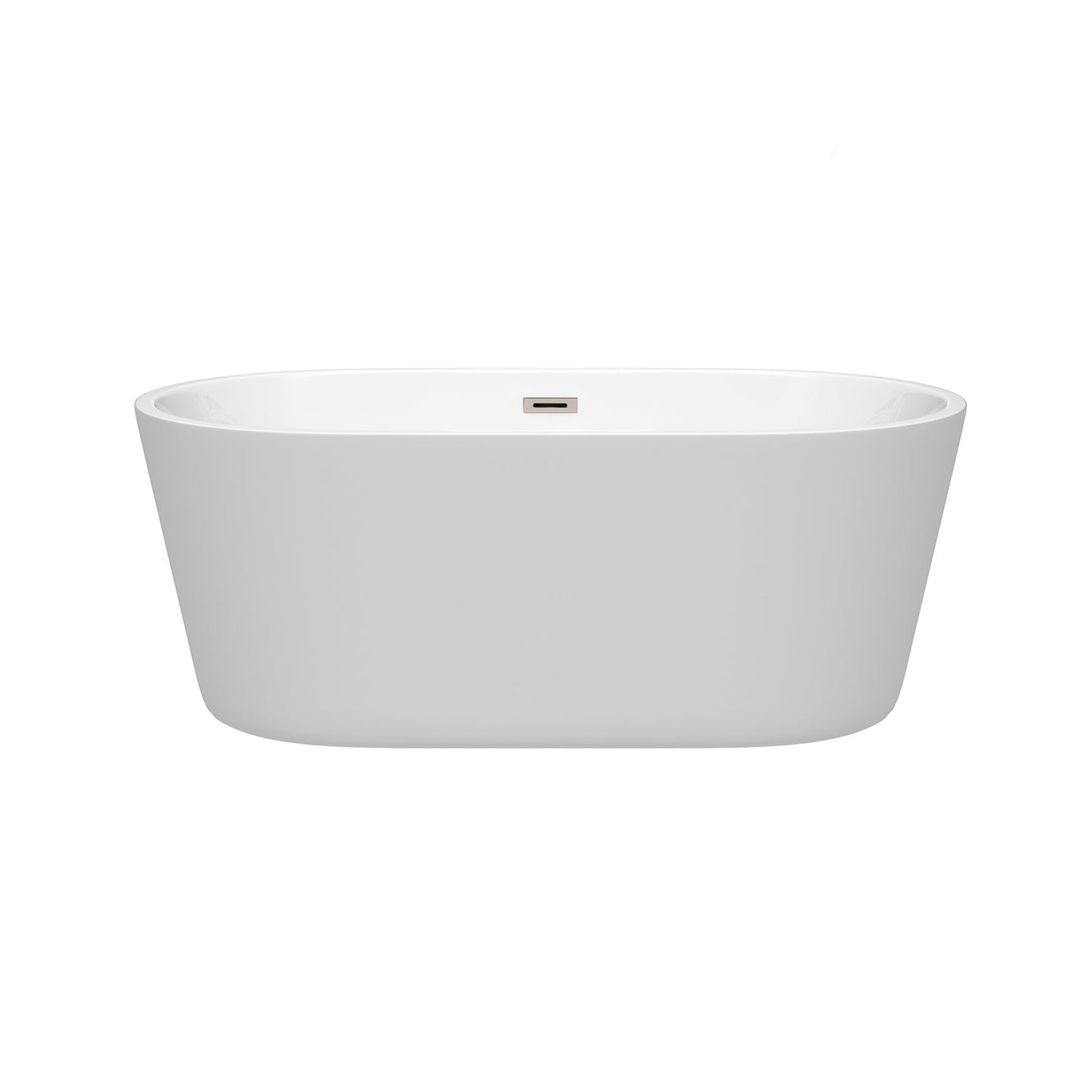 Wyndham Collection Carissa 60" Freestanding Bathtub in White With Brushed Nickel Drain and Overflow Trim