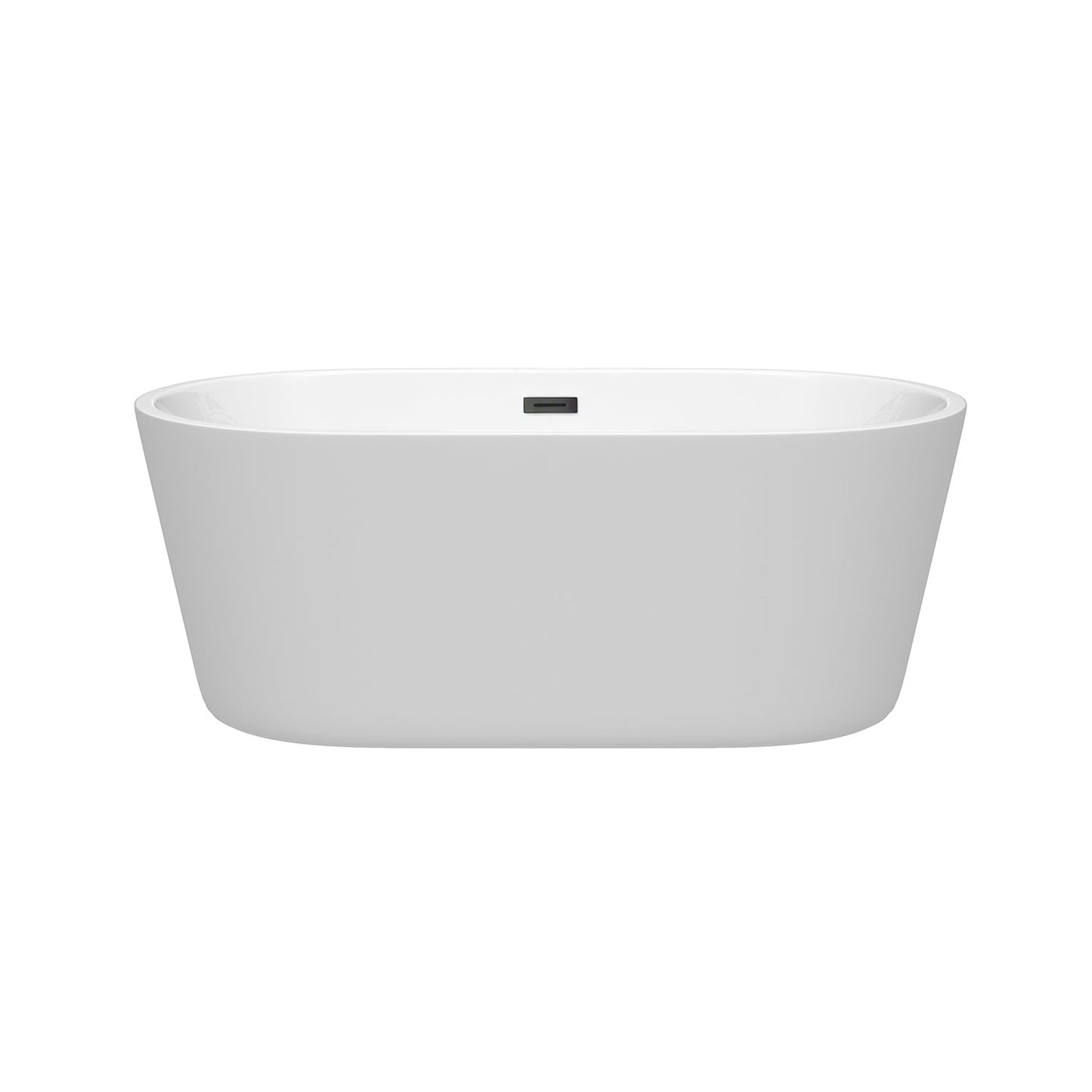 Wyndham Collection Carissa 60" Freestanding Bathtub in White With Matte Black Drain and Overflow Trim