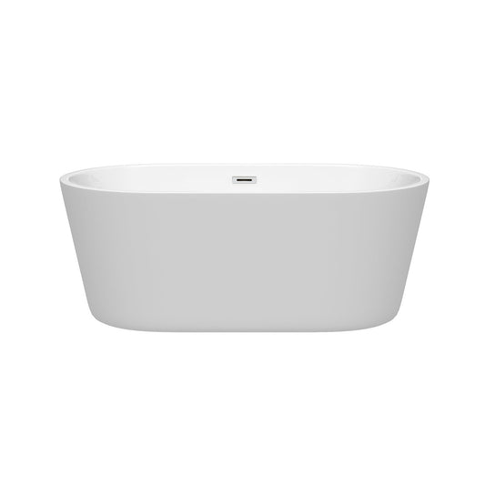 Wyndham Collection Carissa 60" Freestanding Bathtub in White With Polished Chrome Drain and Overflow Trim