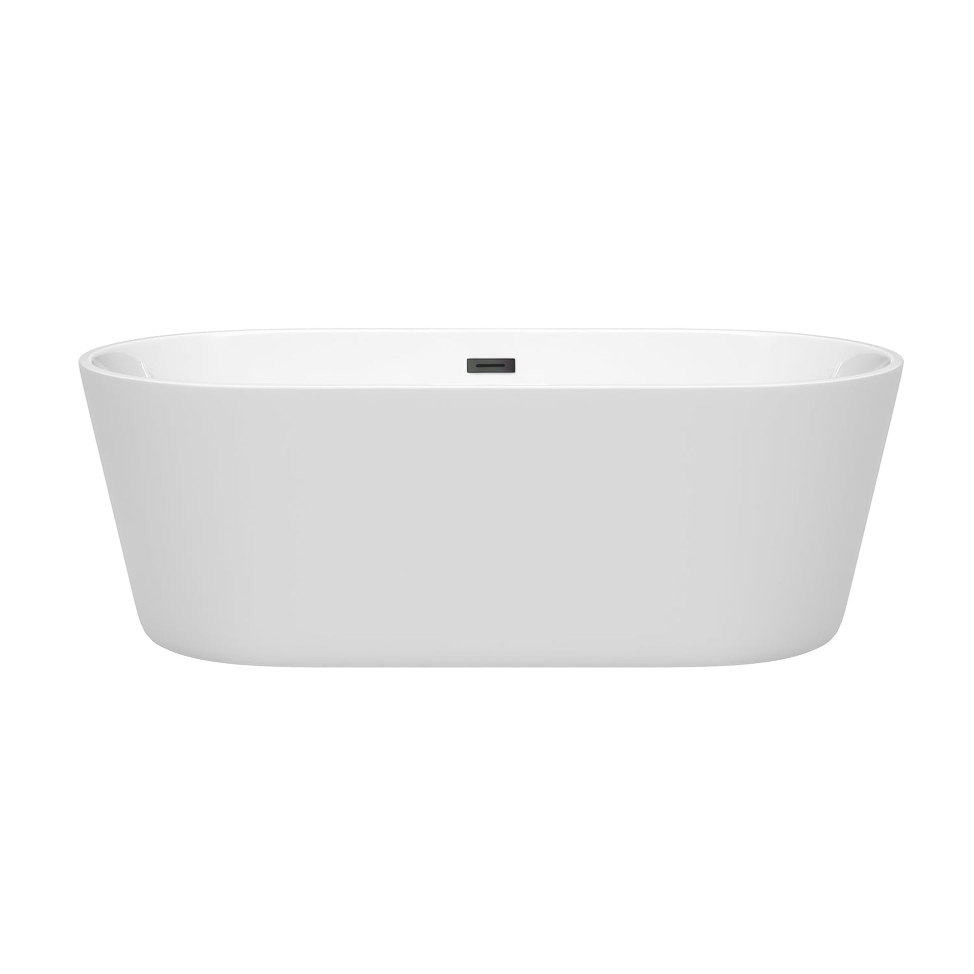 Wyndham Collection Carissa 67" Freestanding Bathtub in White With Matte Black Drain and Overflow Trim