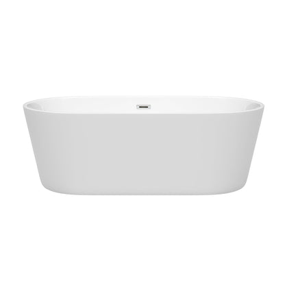 Wyndham Collection Carissa 67" Freestanding Bathtub in White With Polished Chrome Drain and Overflow Trim