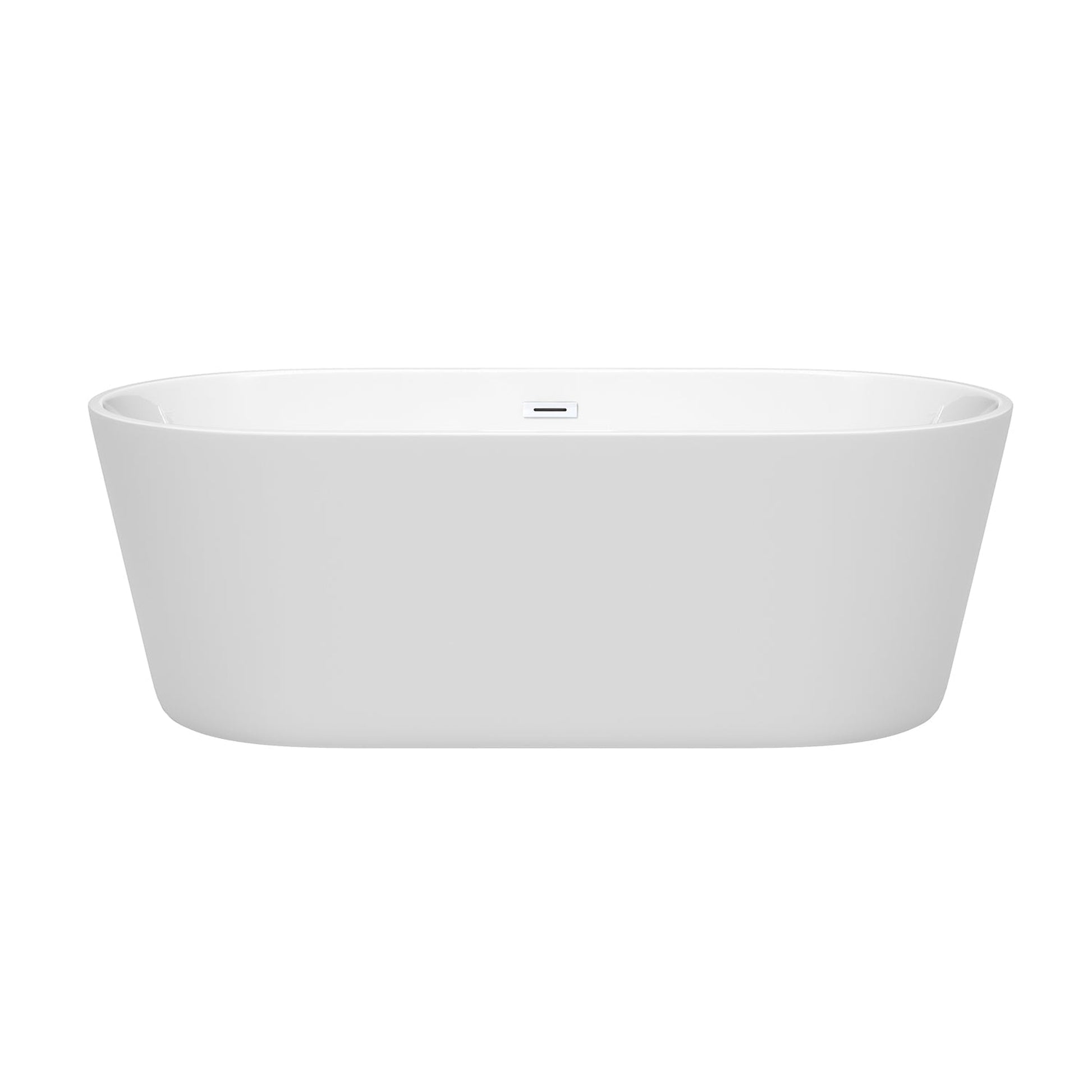 Wyndham Collection Carissa 67" Freestanding Bathtub in White With Shiny White Drain and Overflow Trim