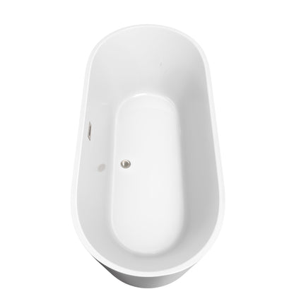 Wyndham Collection Carissa 71" Freestanding Bathtub in White With Brushed Nickel Drain and Overflow Trim