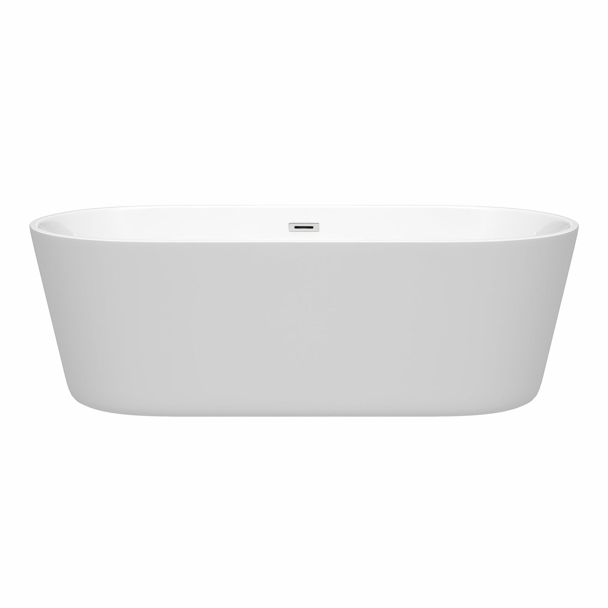 Wyndham Collection Carissa 71" Freestanding Bathtub in White With Polished Chrome Drain and Overflow Trim