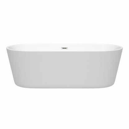 Wyndham Collection Carissa 71" Freestanding Bathtub in White With Polished Chrome Drain and Overflow Trim