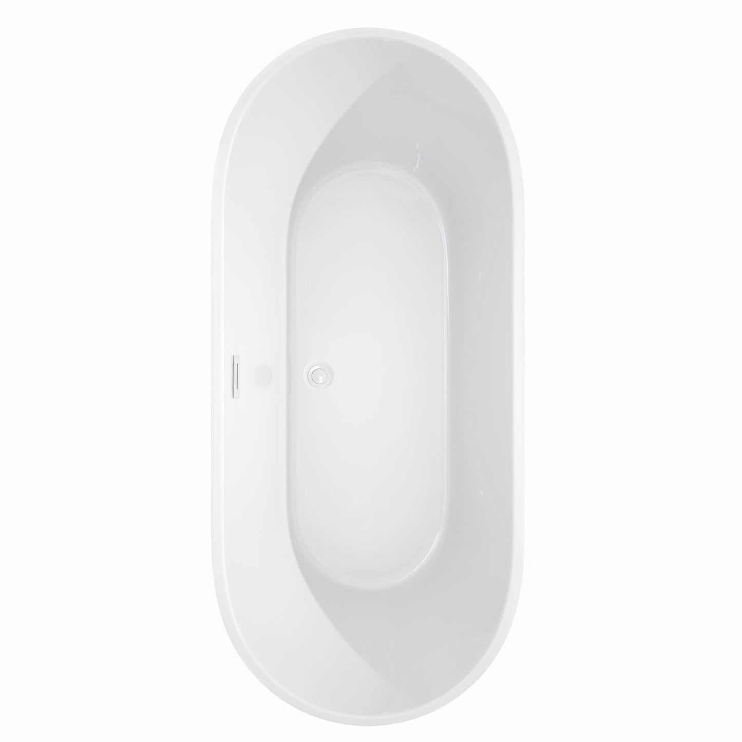 Wyndham Collection Carissa 71" Freestanding Bathtub in White With Shiny White Drain and Overflow Trim