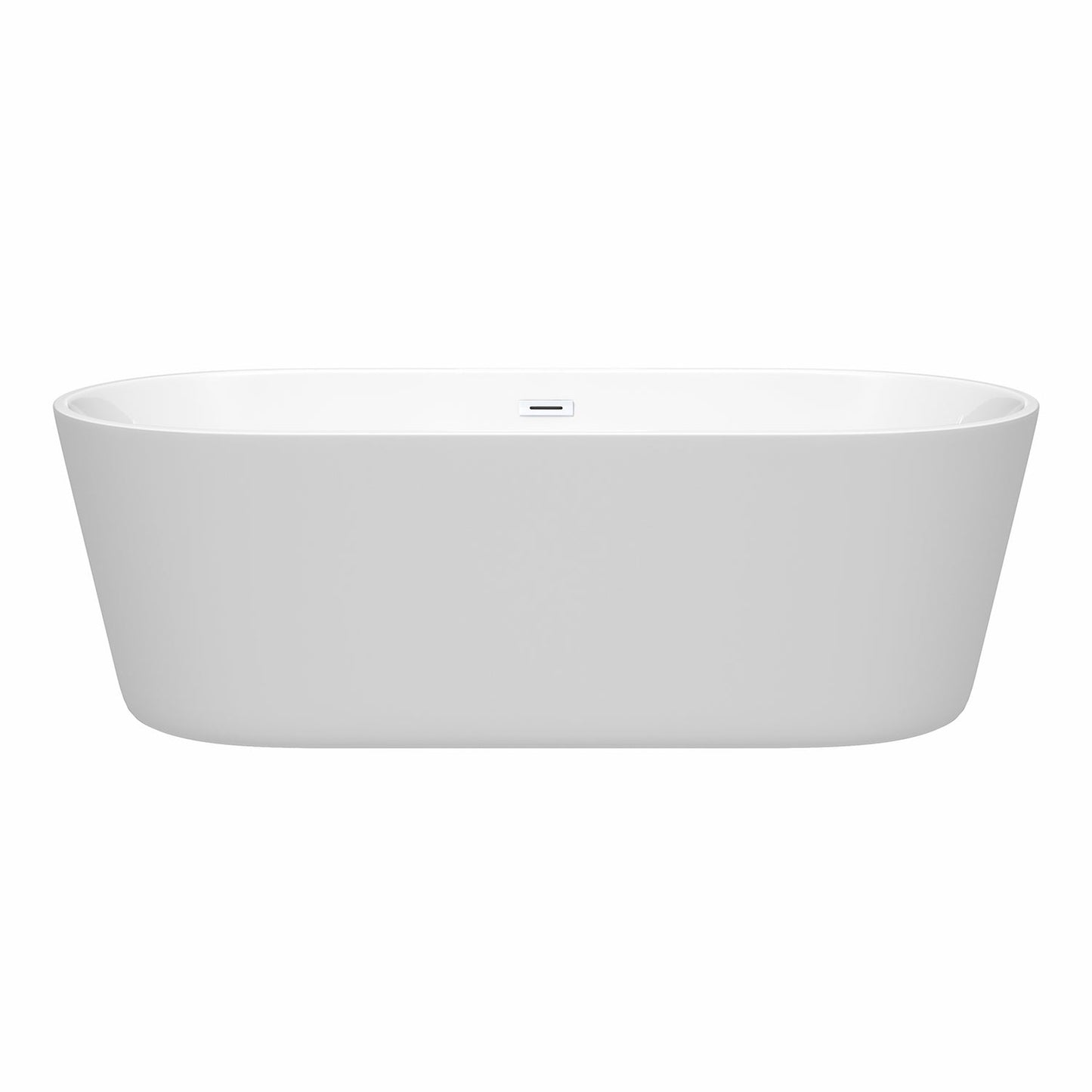 Wyndham Collection Carissa 71" Freestanding Bathtub in White With Shiny White Drain and Overflow Trim