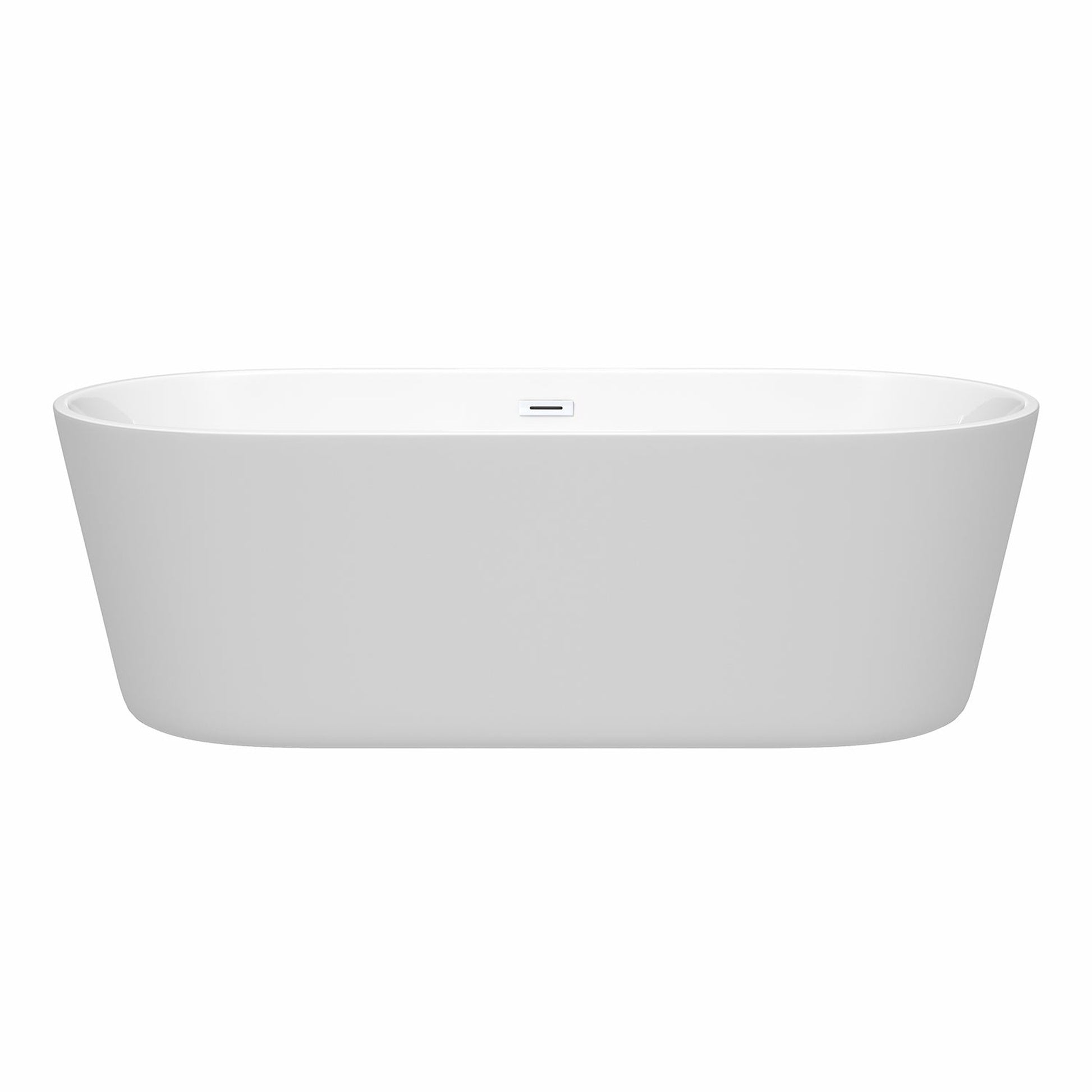 Wyndham Collection Carissa 71" Freestanding Bathtub in White With Shiny White Drain and Overflow Trim