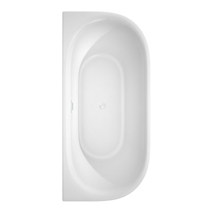 Wyndham Collection Cybill 67" Freestanding Bathtub in White With Shiny White Drain and Overflow Trim